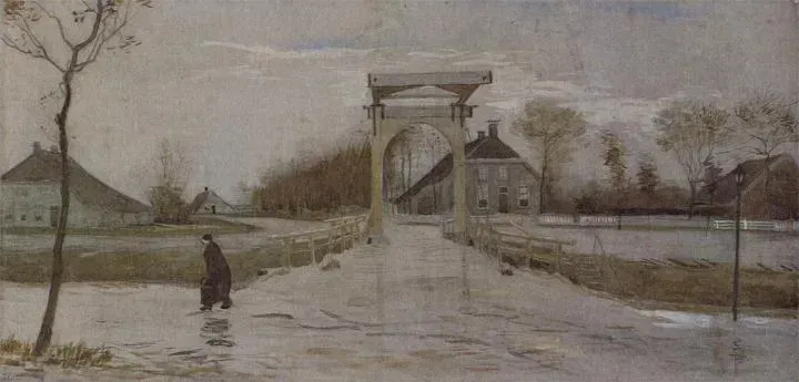 Vincent van Gogh, Ophaalbrug in Nieuw-Amsterdam, herfst 1883, waterverf, 385x810, Groninger Museum.