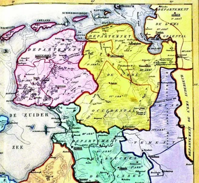 Kaart van het departement Westereems (1 januari 1811 - 29 maart 1814)